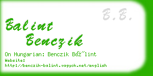 balint benczik business card